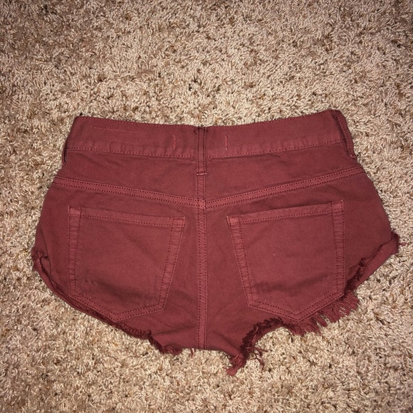 PacSun Denim Maroon Shorts - Picture 2 of 3